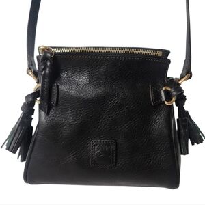 Dooney & Bourke Florentine Leather Black Mini Zip Crossbody Bag EUC